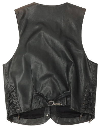 Black 1993 Vintage Leather Vest | Chrome Hearts view 2