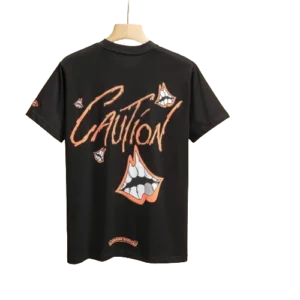 Black Chrome Hearts Caution Tee