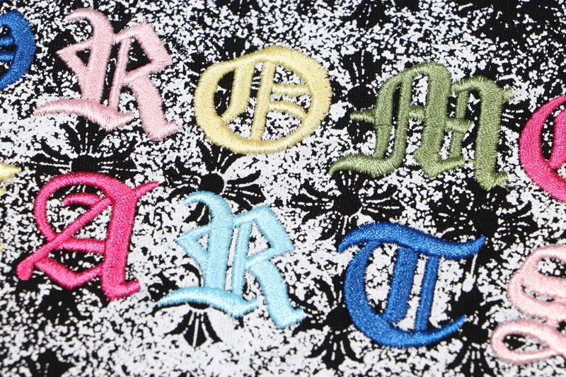 Black Chrome Hearts Embroidery Letter Logo T-Shirt view 3