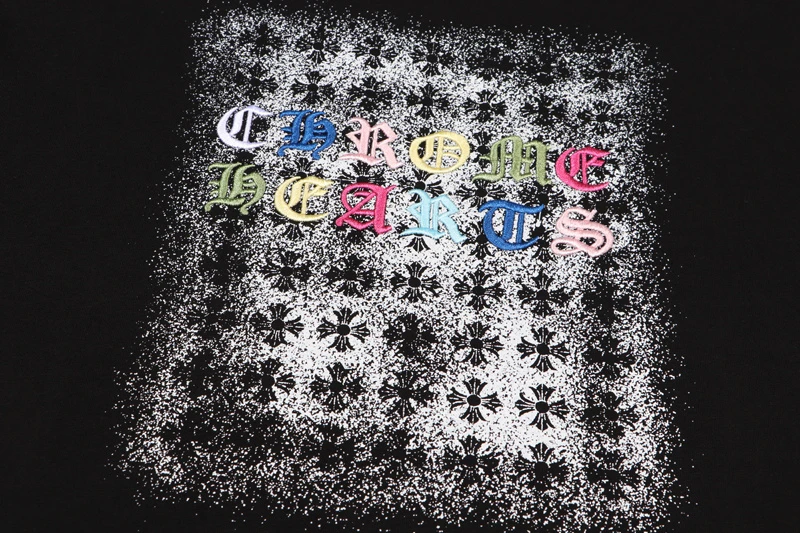 Black Chrome Hearts Embroidery Letter Logo T-Shirt view 4