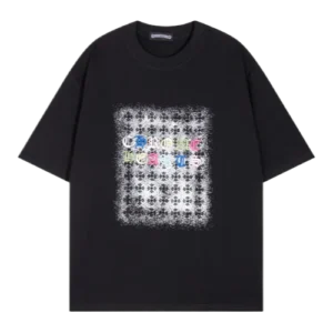 Black Chrome Hearts Embroidery Letter Logo T-Shirt