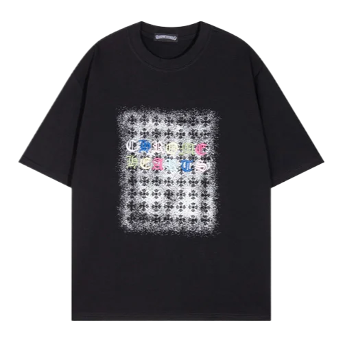 Black Chrome Hearts Embroidery Letter Logo T-Shirt