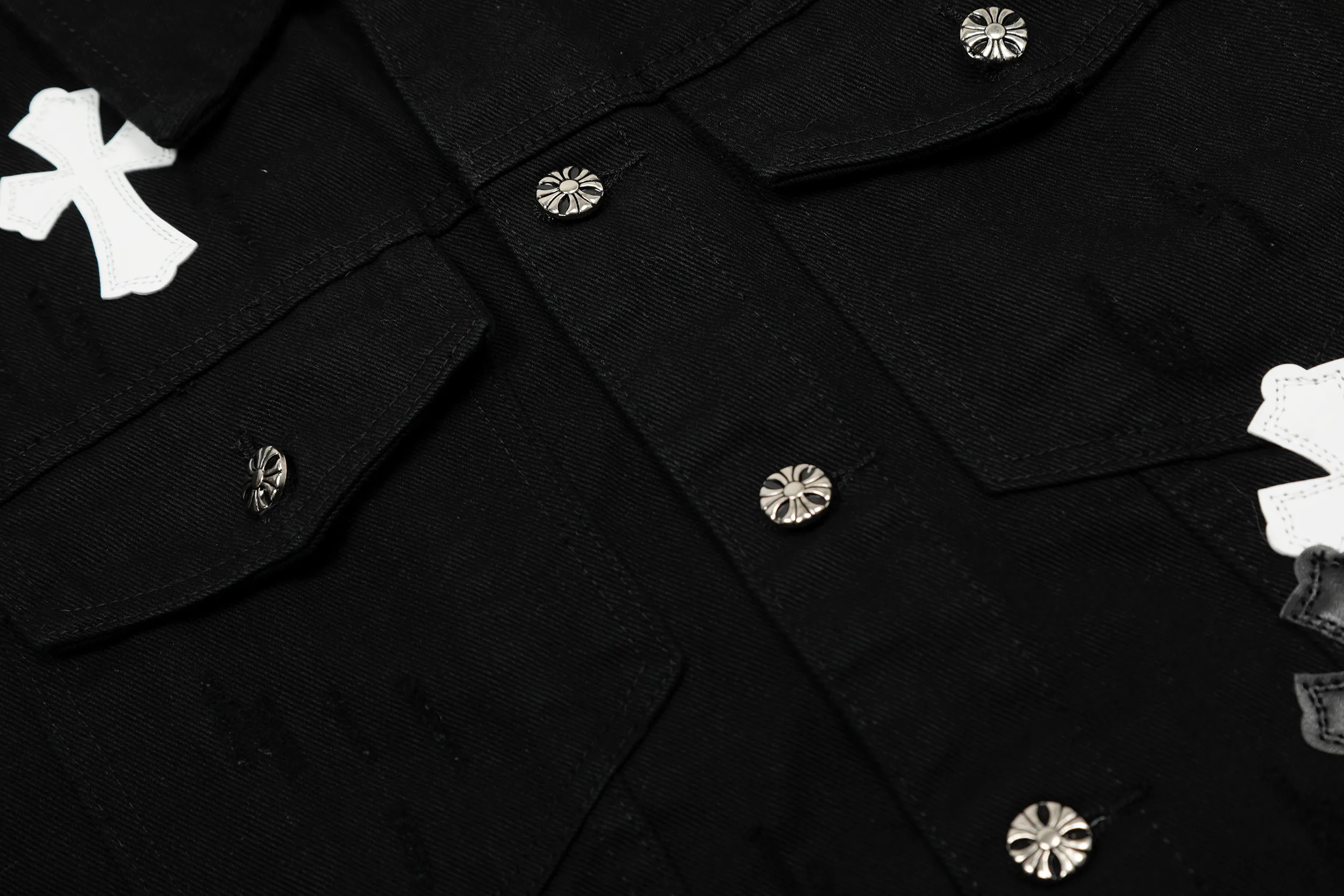 Chrome Hearts Cross Patch Black Denim Jacket view 3