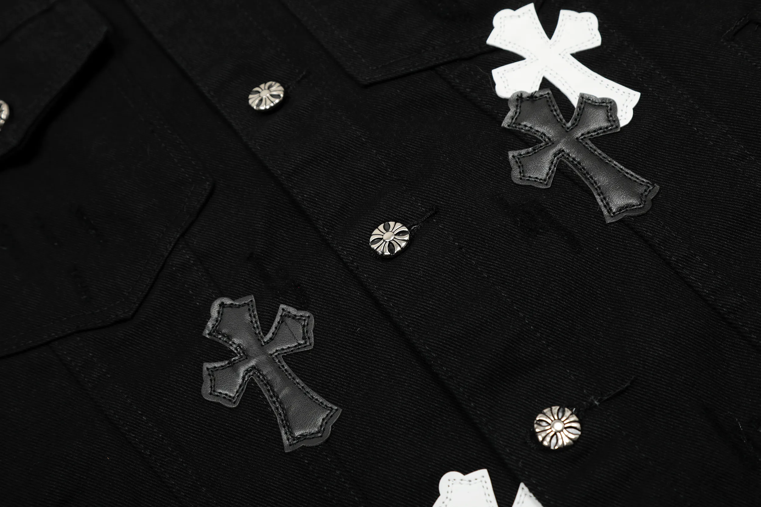 Chrome Hearts Cross Patch Black Denim Jacket view 4