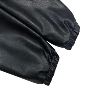Jet Black Leather Jacket With Shirt Collar | Chrome Hearts view 5