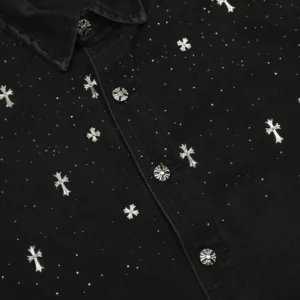 Chrome Hearts Cross Studs Black Denim Shirt view 4