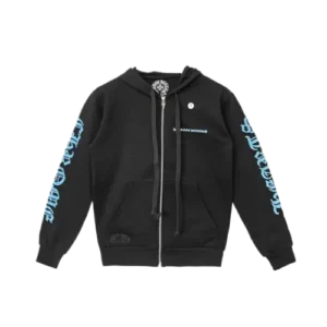Blue Script Zip Up Hoodie