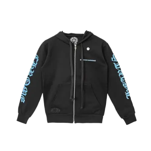Blue Script Zip Up Hoodie
