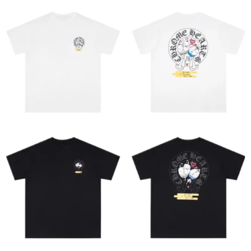 Classic Chrome Hearts Multi Logo and Lips Design White Tee view 3