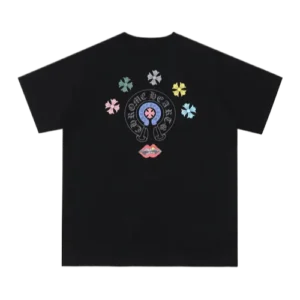 Classic Chrome Hearts Multi Logo and Lips Design Black Tee