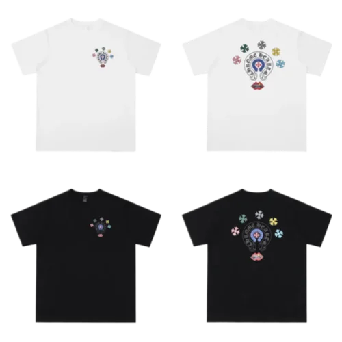 Classic Chrome Hearts Multi Logo and Lips Design Black Tee view 3