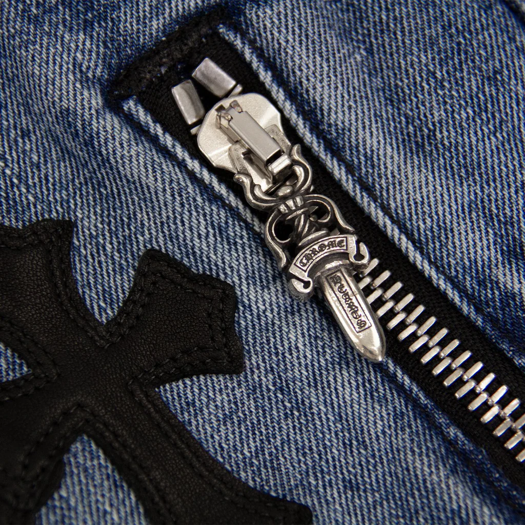 Cross Patch Shearling Denim Trucker | Chrome Hearts view 3