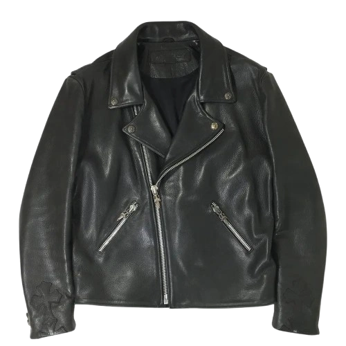 Cross Patch Chrome Hearts Leather Rider Jacket Black