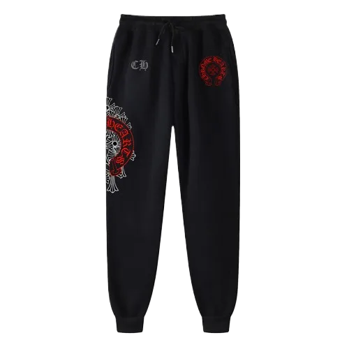 Chrome Hearts Red Horse Shoe Cemetry Cross Dagger Sweatpants/Joggers
