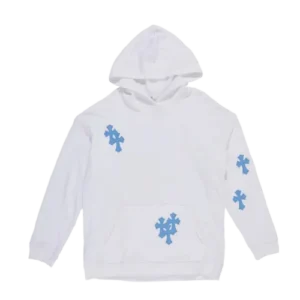 Chrome Hearts Blue Cross Patch White Hoodie
