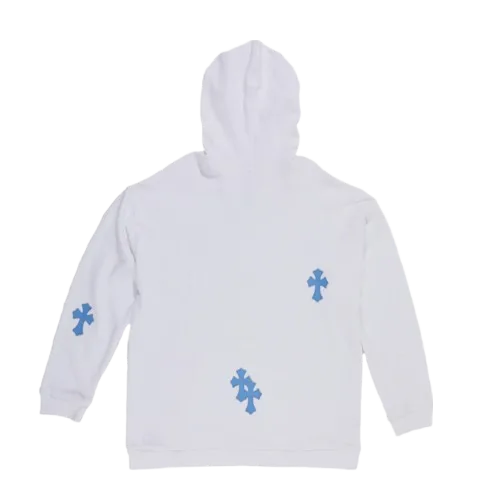 Chrome Hearts Blue Cross Patch White Hoodie view 2