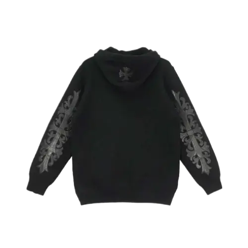 Leather Patch Black Chrome Hearts Hoodie view 3