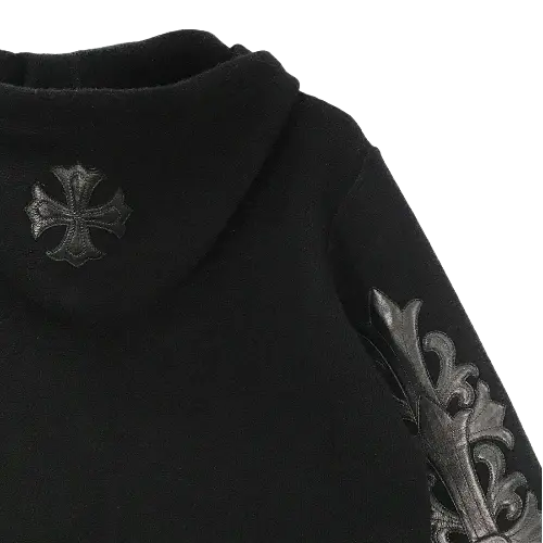 Leather Patch Black Chrome Hearts Hoodie view 2