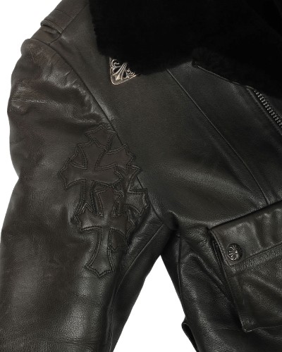Black Cher's Custom Shearling Bomber Jacket | Chrome Hearts view 3