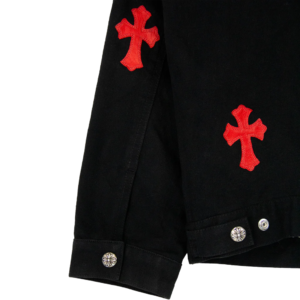 Leather Patch Shearling Denim Trucker | Chrome Hearts view 3