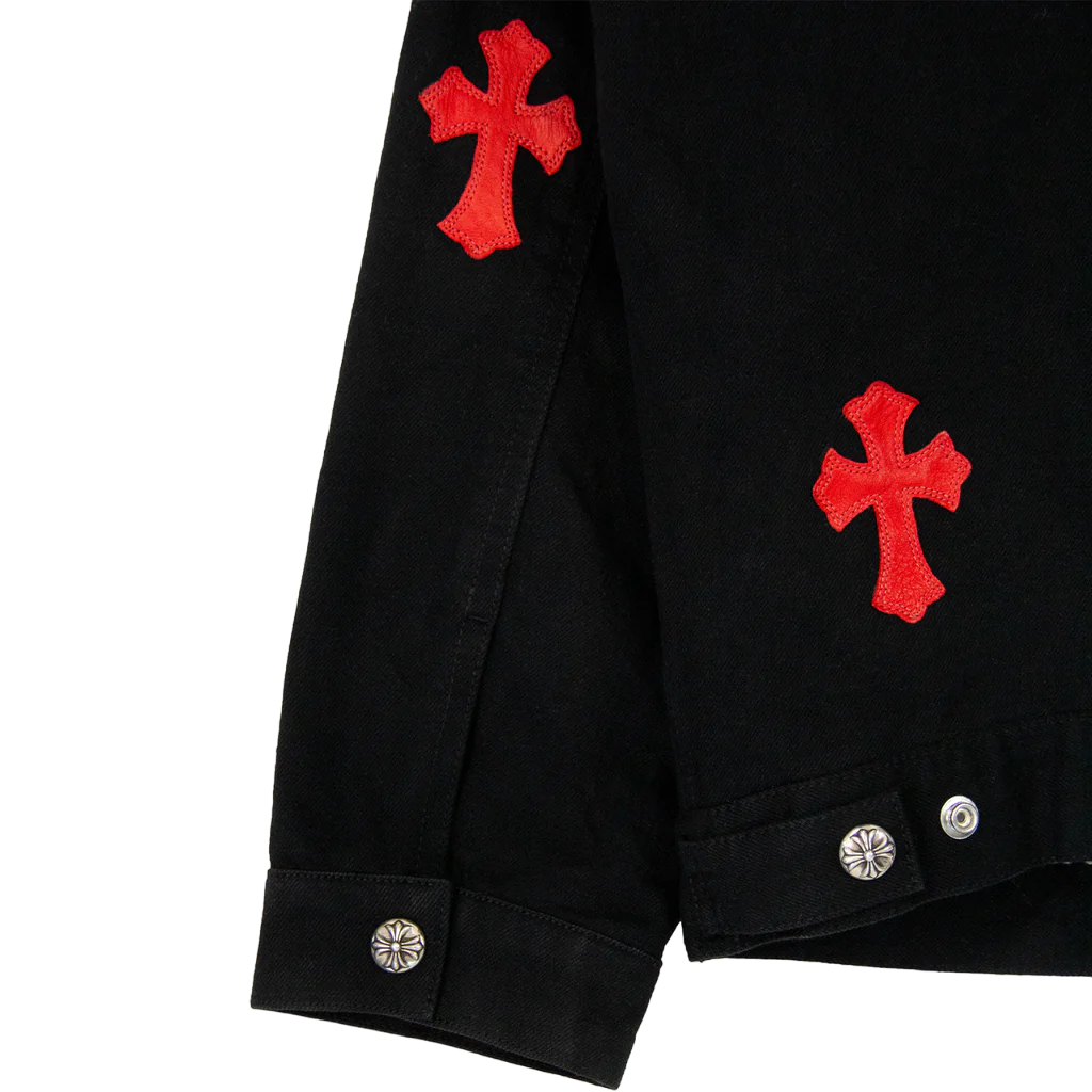 Leather Patch Shearling Denim Trucker | Chrome Hearts view 3