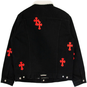 Leather Patch Shearling Denim Trucker | Chrome Hearts view 2