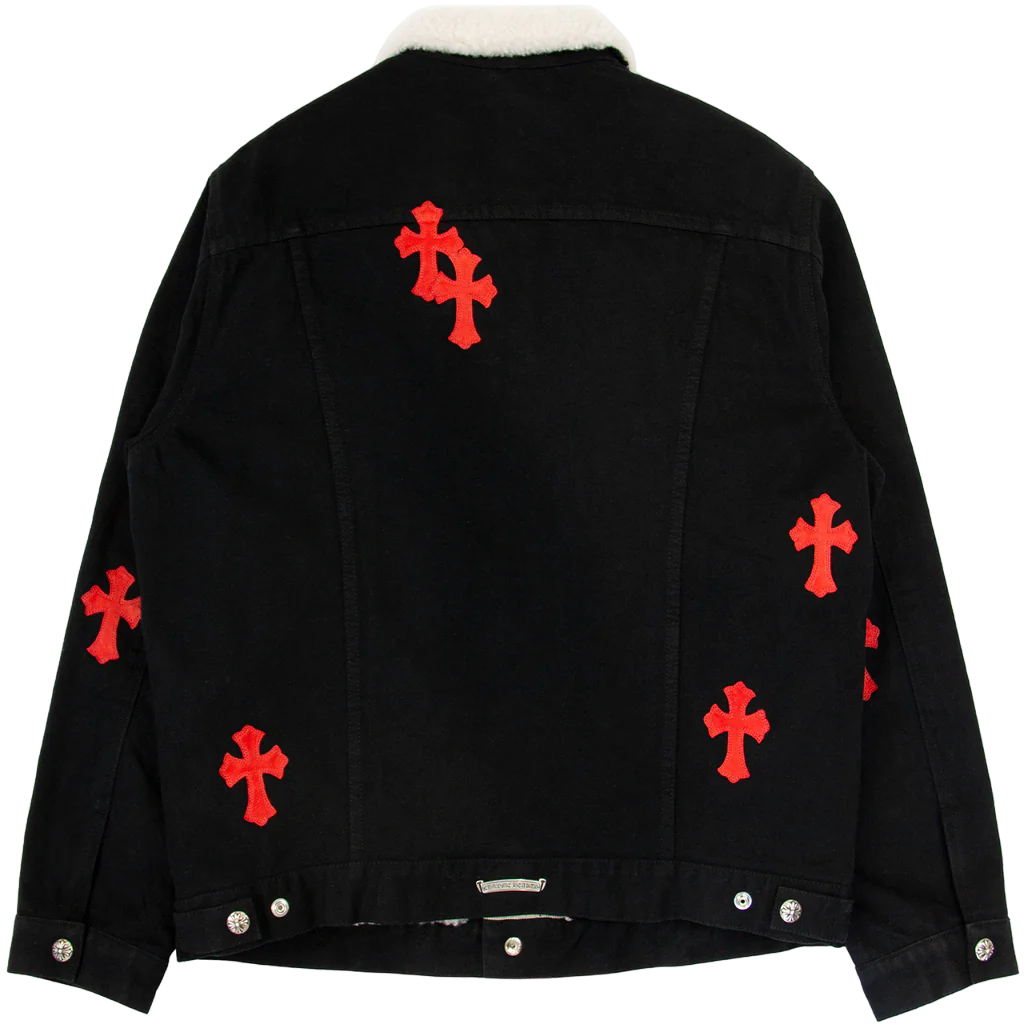 Leather Patch Shearling Denim Trucker | Chrome Hearts view 2