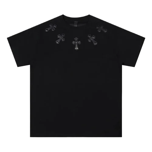 Chrome Hearts 5 Black Leather Patch T-Shirt