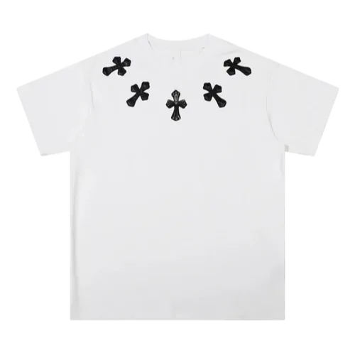 5 Black Leather Patch Chrome Hearts T-Shirt