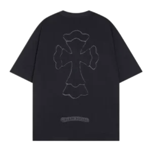 Bold Chrome Hearts Chest Embroidery Logo Black Tee