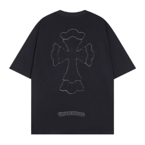 Bold Chrome Hearts Chest Embroidery Logo Black Tee
