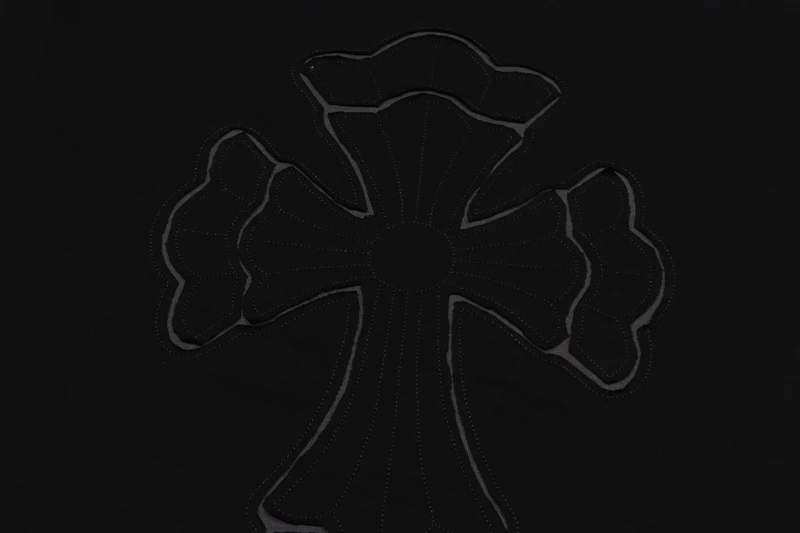 Bold Chrome Hearts Chest Embroidery Logo Black Tee view 4