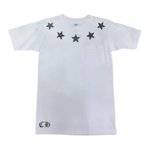 Chrome Hearts Black Pentagram 5 Star White Tee
