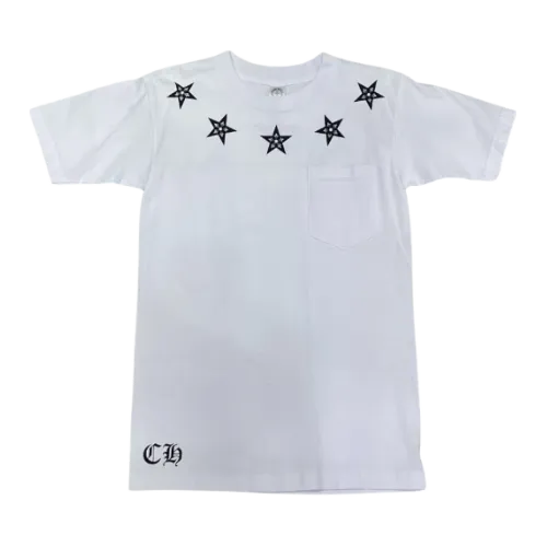 Chrome Hearts Black Pentagram 5 Star White Tee