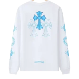 Chrome Hearts Blue Cross Floral Sleeve Long Sleeve T-Shirt