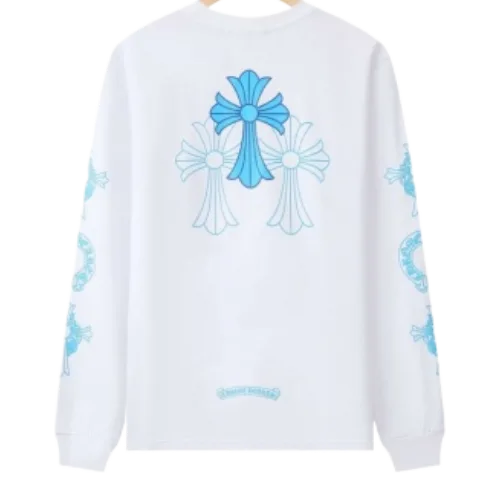 Chrome Hearts Blue Cross Floral Sleeve Long Sleeve T-Shirt