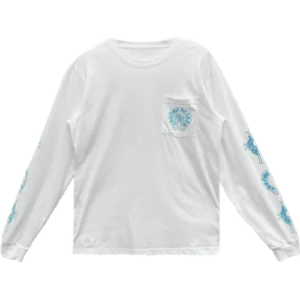 Chrome Hearts Blue Cross Floral White Long Sleeve T-Shirt view 2