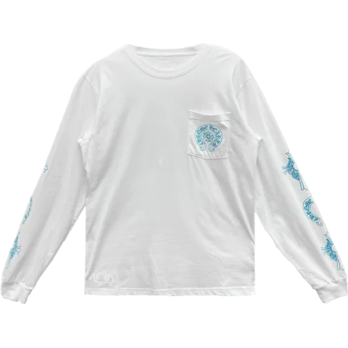 Chrome Hearts Blue Cross Floral White Long Sleeve T-Shirt view 2