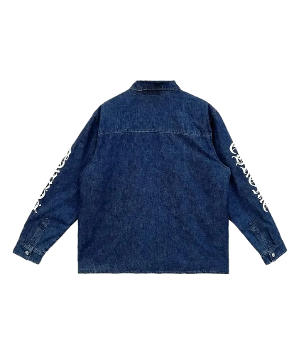 Chrome Hearts Blue Script Padded Denim Jacket view 2