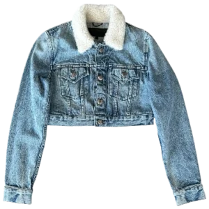 Chrome Hearts Blue Shearling Women Denim Jacket