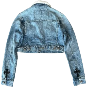 Chrome Hearts Blue Shearling Women Denim Jacket view 2