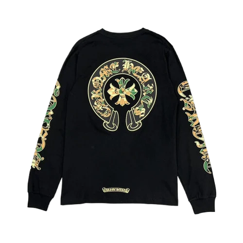 Eye-Catching Chrome Hearts Camo Crosses Black Long Sleeve T-Shirt
