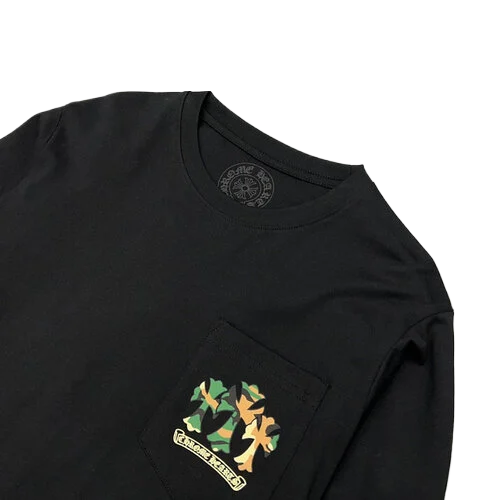 Eye-Catching Chrome Hearts Camo Crosses Black Long Sleeve T-Shirt view 4