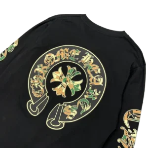 Eye-Catching Chrome Hearts Camo Crosses Black Long Sleeve T-Shirt view 3