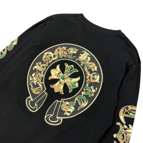 Eye-Catching Chrome Hearts Camo Crosses Black Long Sleeve T-Shirt view 3