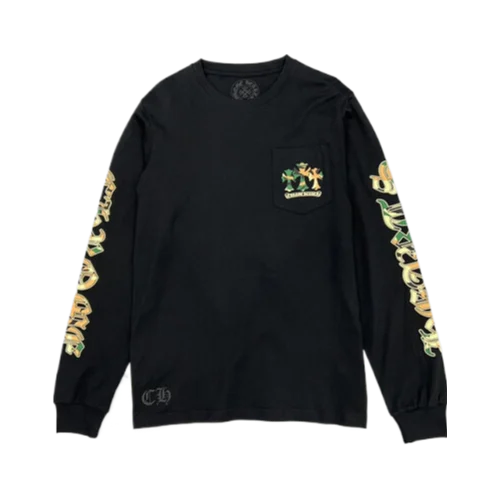 Eye-Catching Chrome Hearts Camo Crosses Black Long Sleeve T-Shirt view 2