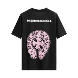 Stylish Chrome Hearts Pink Logo Drop Sleeve Tee