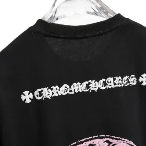 Stylish Chrome Hearts Pink Logo Drop Sleeve Tee view 4