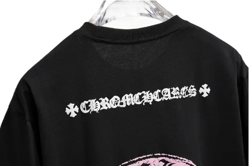 Stylish Chrome Hearts Pink Logo Drop Sleeve Tee view 4