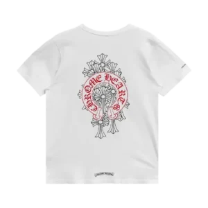 Cemetery Chrome Hearts Cross Red Horseshoe Tee White